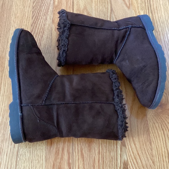 SO Suede Deep Chocolate Faux Fur Boots - Picture 6 of 10